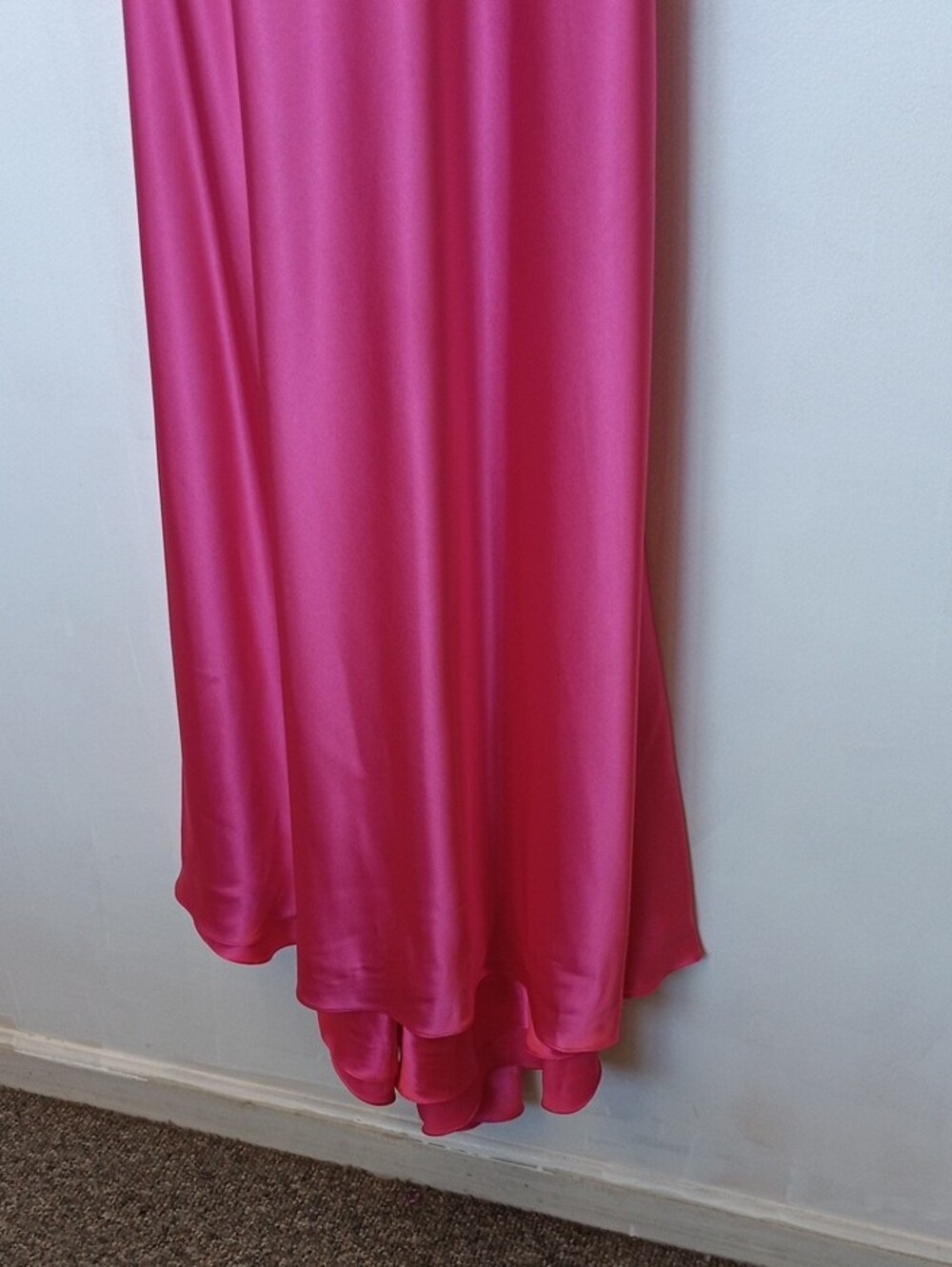 Riva Designs Hot Pink Beaded Halter Maxi Gown - Picture 8 of 10